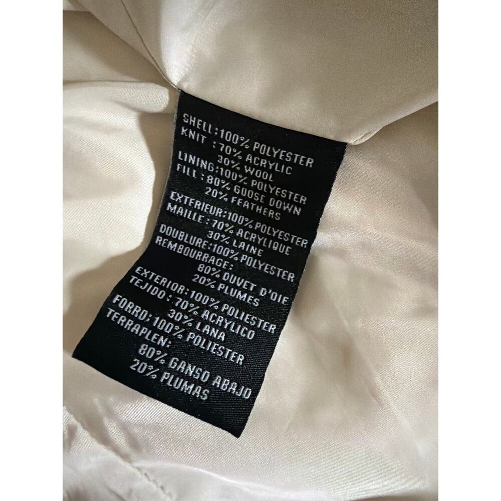 0199 BCBGMaxAzria Ivory Long Puffer Coat XS Knit Collar Zip - Picture 6 of 9